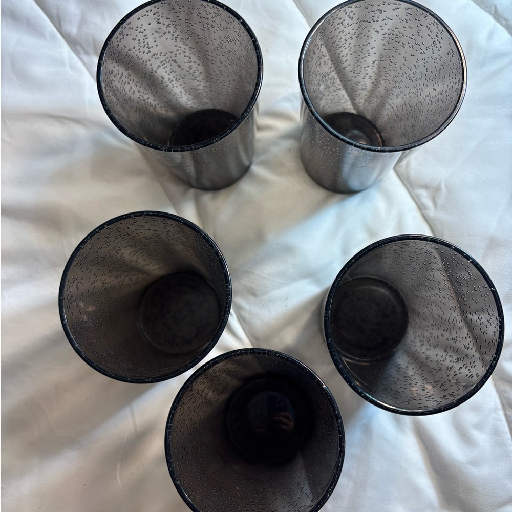 Set of 5 Black Speckled Glass Tumblers 5” - Picture 3 of 5